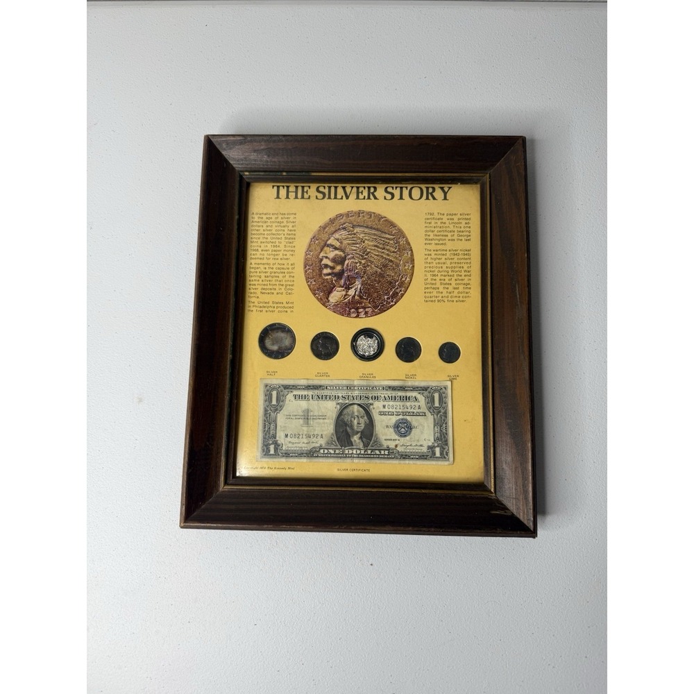 The Silver Story- Silver Certificate Half Dollar Quarter Dime Nickel & Granules - Picture 1 of 12